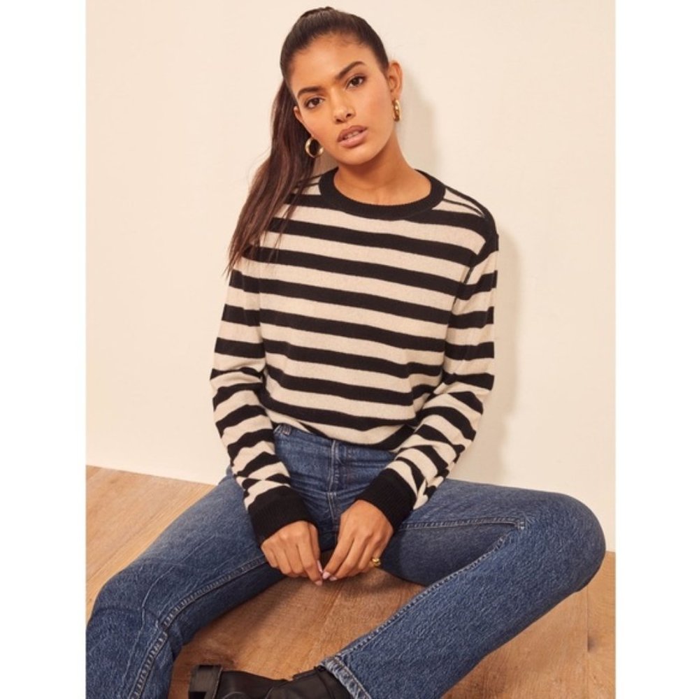 Reformation - Cashmere Boyfriend Striped Sweater (S) - Rare $148
